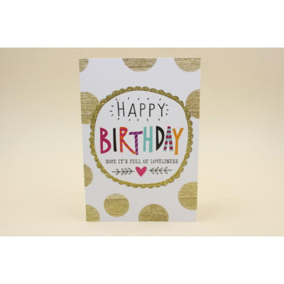 Мини открытка с глиттером "Happy Birthday" 10,5х15 см