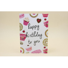 Міні листівка з глітером "Happy Birthday" 10,5х15 см