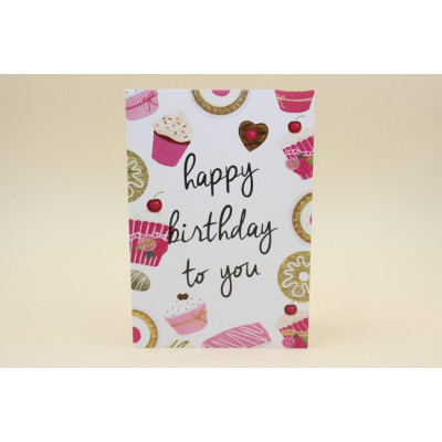 Мини открытка с глиттером "Happy Birthday" 10,5х15 см