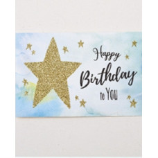 Листівка із глітером "Happy Birthday" зірки 10х15 см