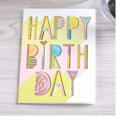 Міні листівка з тисненням "Happy Birthday" 8,5х12,5 см