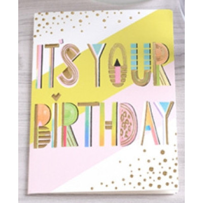 Міні листівка з тисненням "Its your birthday" 8,5х12,5 см