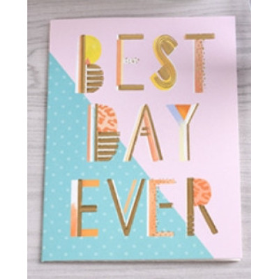 Міні листівка з тисненням "Best day ever" 8,5х12,5 см