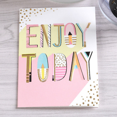 Мини открытка с тиснением "Enjoy today" 8,5х12,5 см