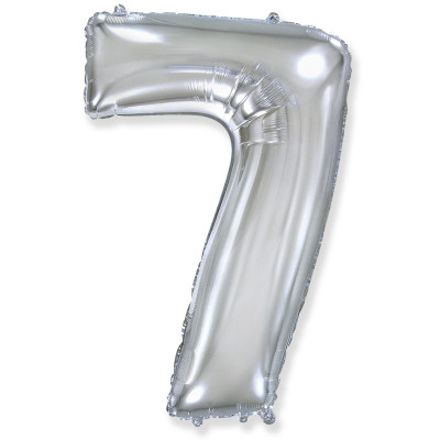 Повітряна кулька цифра 7 срібло, 40" (102 см) Flexmetal в упаковці