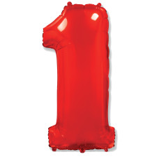Фольгована куля цифра 1 червона, 40" (102 см) Flexmetal в упаковці