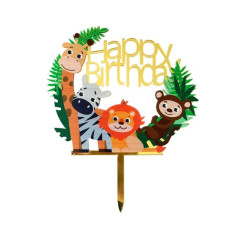 Топер у торт Happy Birthday Тварини