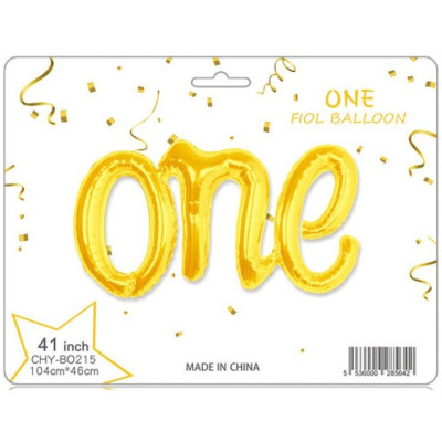 Фольговані літери золоті ONE, 104Х42 см в упаковці