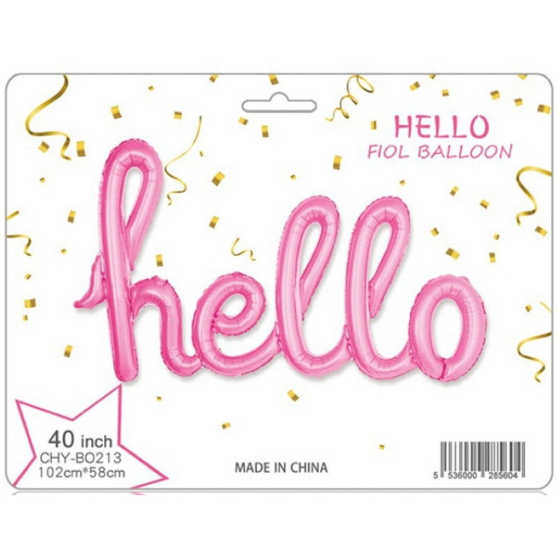 Фольговані літери рожеві hello, 113Х46 см у пакованні