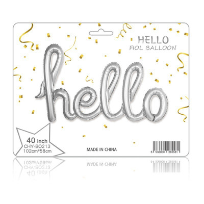 Фольгированные буквы серебряные hello, 113Х46 см в упаковке