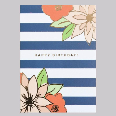 Мини открытка с тиснением Happy birthday 9х13 см