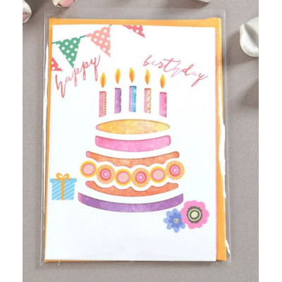 Мини открытка Happy birthday 9х12,5 см