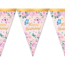 Прапорці гірлянди " Happy birthday" метелики