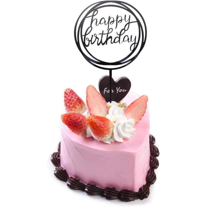 Топер у торт Happy Birthday срібло