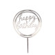 Топер у торт Happy Birthday срібло