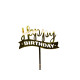 Топер у торт Happy Birthday золото