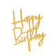 Топер у торт Happy Birthday золото