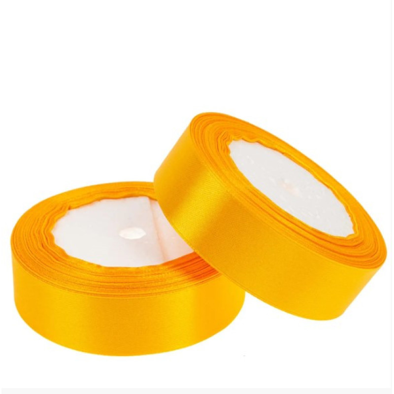 Стрічка атласна теплий жовтий 2,5 см (23 метри)