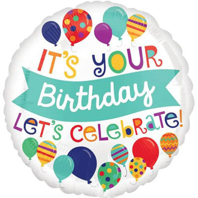 Куля фольгована кругла "Its your Birthday"  (Китай)