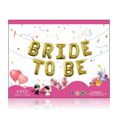Фольгированные буквы золотые BRIDE TO BE, 40 см в упаковке