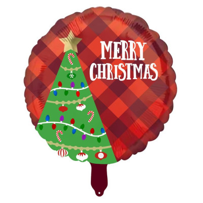 Куля фольгована кругла "Marry Christmas" ялинка