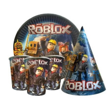 Набір для дитячого дня народження "Roblox" Тарілки -10 шт Стаканчики - 10 шт Ковпачки - 10 шт