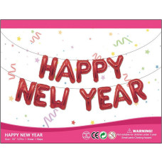 Фольговані літери HAPPY NEW YEAR, червоні 40 см