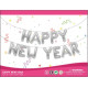 Фольговані літери HAPPY NEW YEAR, срібло 40 см