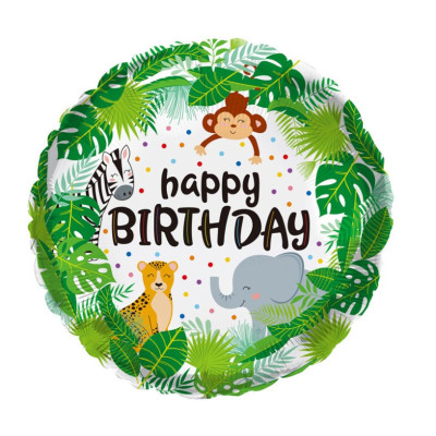 Фольгированный шар "Happy Birthday" Джунгли (Китай)