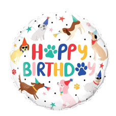 Фольгована куля "Happy Birthday" веселі собаки (Китай)