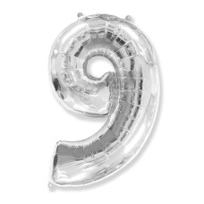 Куля фольгована цифра срібло "9"