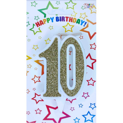 Свічка цифра ювілейна золото "10"