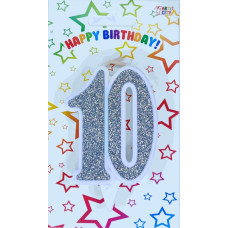 Свічка цифра ювілейна срібло "10"