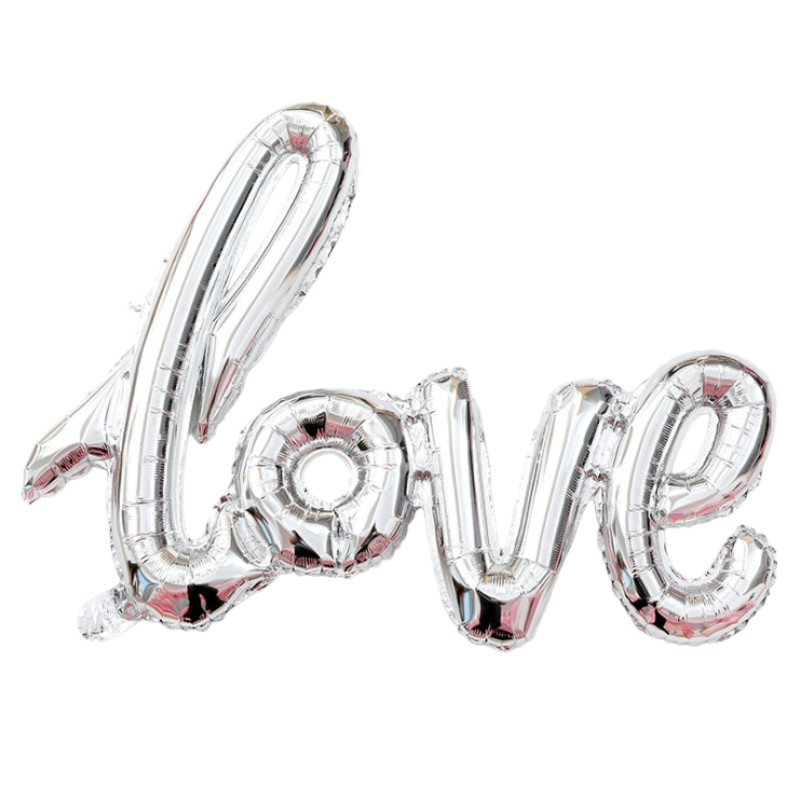 Фольгована кулька LOVE срібний (1 метр) в упаковці
