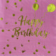 Салфетки бумажные сервировочные Happy Birthday золото на розовом 20 шт/уп
