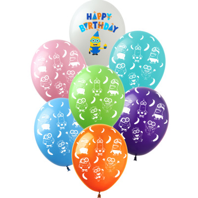 Воздушные шары "Happy Birthday Миньоны", 12" (100 шт) ТМ Show