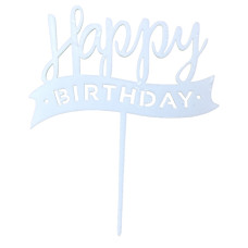Топер у торт Happy Birthday блакитний