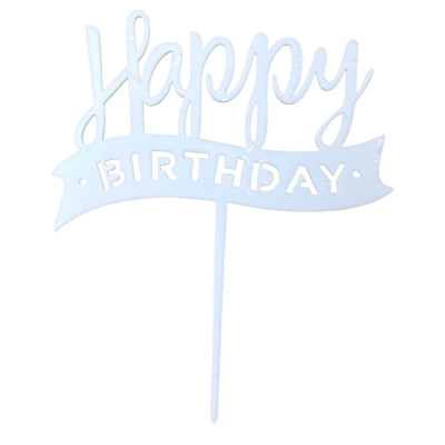 Топер у торт Happy Birthday блакитний