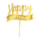Топер у торт Happy Birthday золото