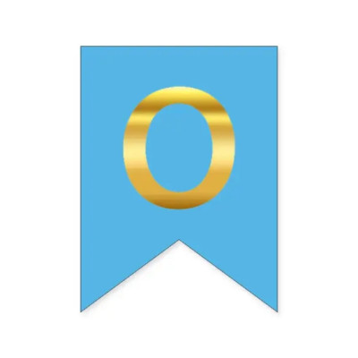 Літера "О" для будь-якої гірлянди, золото на блакитному