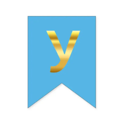 Буква "У" для любой гирлянды, золото на голубом