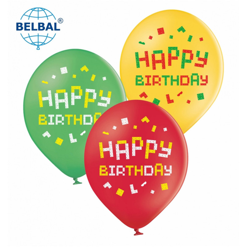 Повітряні кулі Happy Вirthday Лего, 25 штук ТМ Sharoff