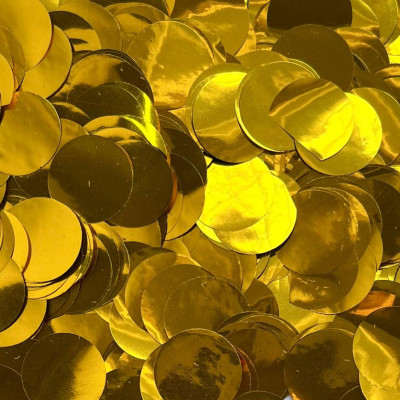 Конфетти кружочки золотые 15 мм, 1 кг (Китай)
