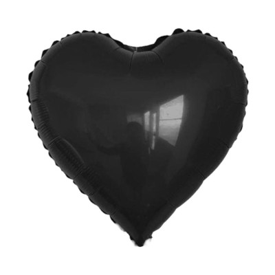 Шар фольгированный сердце черное, 18" (45 см), Китай