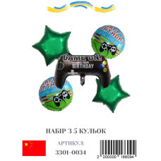 Набір фольгованих куль Happy Birthday джойстик, 5 шт