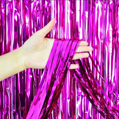 Шторка завіса з фольги для фото зон малинова 1х3 метра