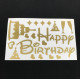 Наклейки "Happy Birthday" золоті для повітряних куль і коробок 280х210 мм