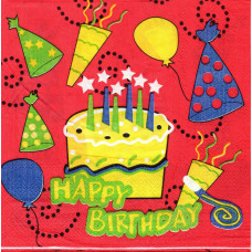 Серветки святкові "Happy Birthday" з тортиком
