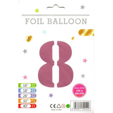 Фольгована куля цифра 8 рожева (sugar pink), в упаковці 30" (76 см)