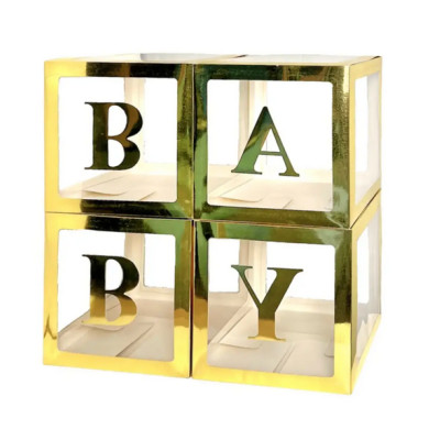 Декор для повітряних куль (кубики золото) BABY